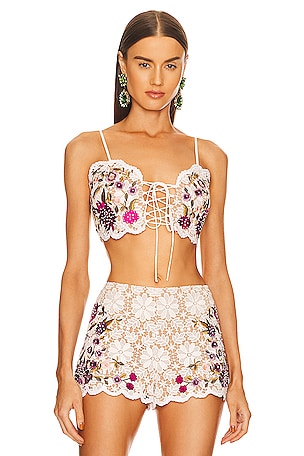 Zimmermann Alight Corset Top in Ivory Floral