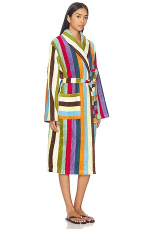Dusen Dusen Stripe Bathrobe in Green,Orange. Size XL. Also