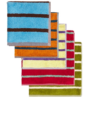 Set Of 5 Bird Stripe Towels Dusen Dusen
