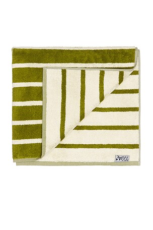 Dusen Dusen Bird Stripe Bath Towel in Green
