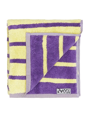 Dusen Dusen Bird Stripe Hand Towel in Yellow,Purple