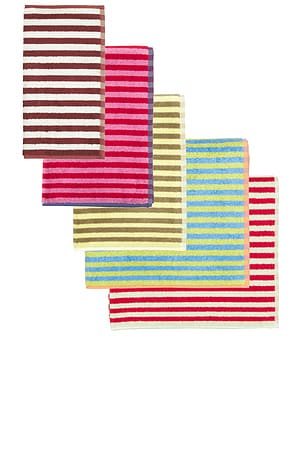 Dusen Dusen Set Of 5 Stripe Towels in Beauty: Multi
