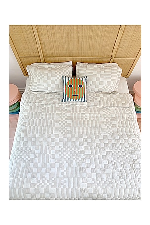 Dusen Dusen Check King Coverlet Set in Tan