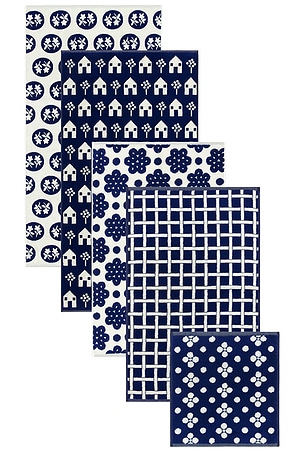 Navy Pattern Towels Bundle Of 5 Dusen Dusen