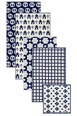 Dusen Dusen Navy Pattern Towels Bundle Of 5 in Navy