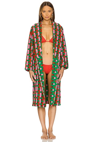 PEIGNOIR RED WEAVE BATHROBE Dusen Dusen