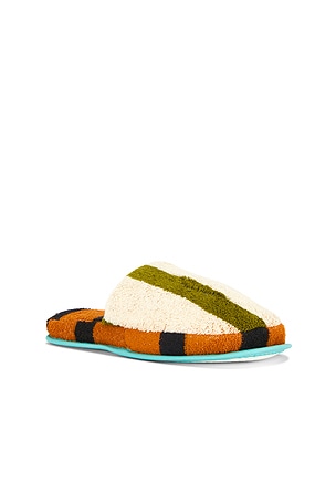 Dusen Dusen Terry Slippers in Orange, Green