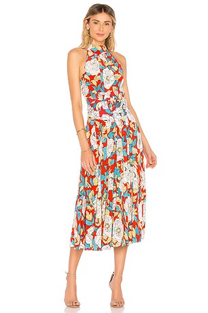 Diane von Furstenberg High Neck Halter Dress in Boswell Poppy | REVOLVE