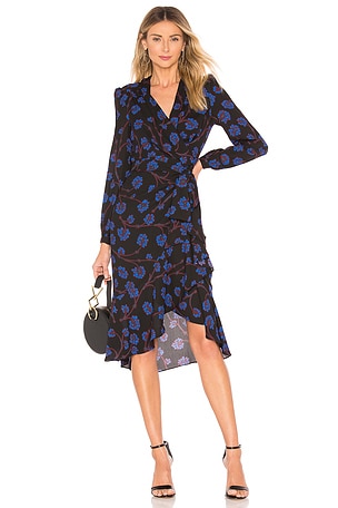 Diane von Furstenberg Jovie Wrap Dress in Dragon Berry Sapphire | REVOLVE