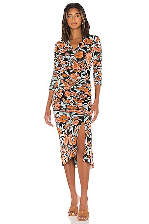 dvf briella ruched mesh dress Diane von Furstenberg