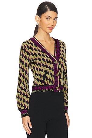 Diane von Furstenberg Bryant Cardigan in Olive, Purple