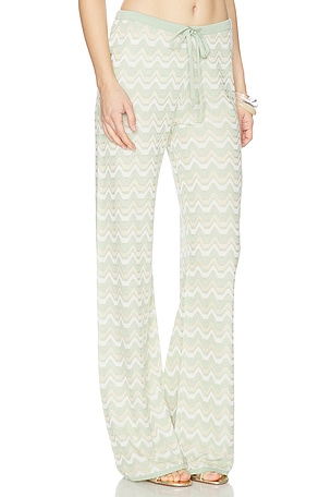 DEVON WINDSOR Flora Wide Leg Pant in Green,Gold. Size XS. Also