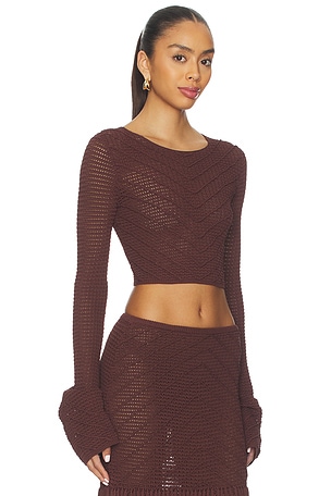 DEVON WINDSOR Erin Longsleeve Top in Brown. Size XS. Also