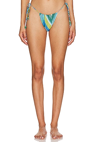 Melissa Simone Enita Micro String Bikini Bottom in Blue & Green