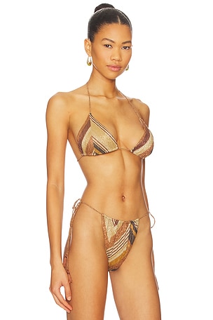 DEVON WINDSOR Winona Triangle Bikini Top in Tan