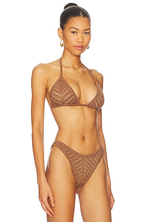 DEVON WINDSOR Lucinda Triangle Bikini Top in Tan