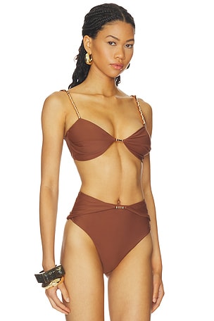 DEVON WINDSOR Emmie Bikini Top in Brown. Size XL. Also