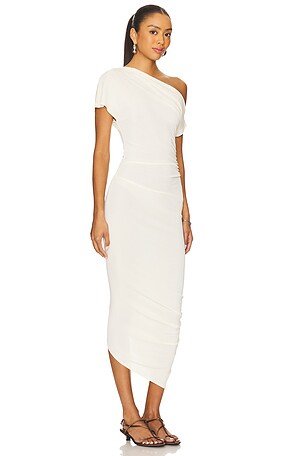 EAVES Lian Twist Midi Dress in Ivory
