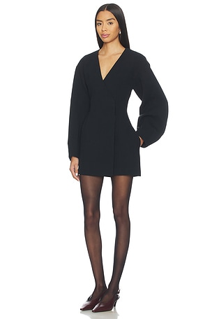 EAVES Norna Polished Crepe Mini Dress in Black. Size XXS. Also