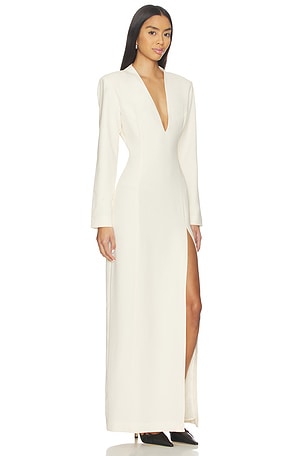 EAVES Lovise Polished Crepe Maxi Dress in Ivory