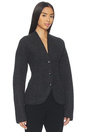 EAVES Coralai Structured Knit Blazer in Charcoal