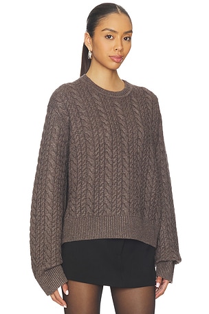 EAVES Laci Cable Crewneck in Taupe