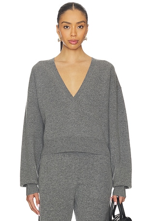 EAVES Lonne Deep V-neck Sweater in Grey. Size XXS. Also