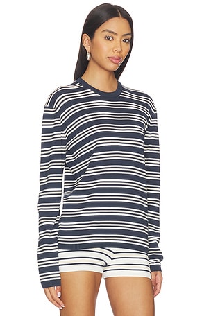 EAVES Cydnee Striped Oversized Sweater in Navy,White