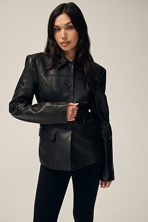 Aina Leather Cinched Jacket