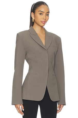 EAVES Keki Cinched Waist Blazer in Grey