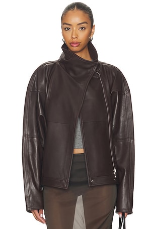 EAVES Mildri Leather Jacket in Brown