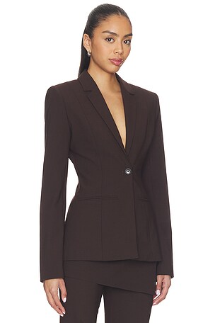 EAVES x Jasmine Tookes Filipa Tailored Blazer in Brown. Size M. Also