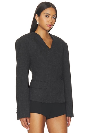 EAVES x Blake Evin Cropped Naama Blazer in Charcoal