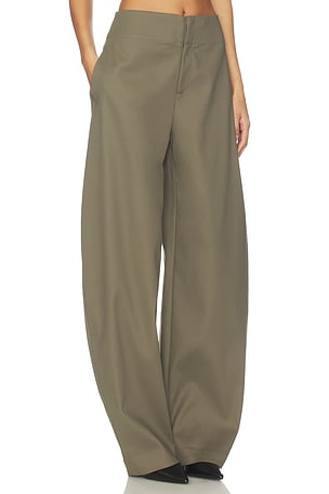 EAVES Mai Sculptural Compact Suiting Pant in Olive