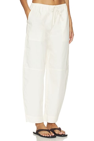 EAVES Lana Cropped Barrel Leg Pant in Ivory