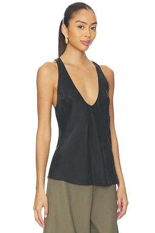 EAVES Vivian Silk Top in Black