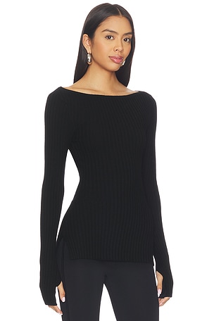 EAVES x Jasmine Tookes Nichole Rib Knit Long Sleeve in Black