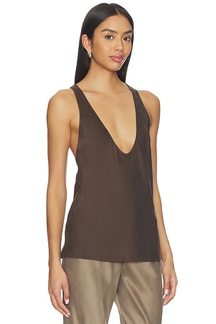 EAVES Vivian Silk Top in Chocolate