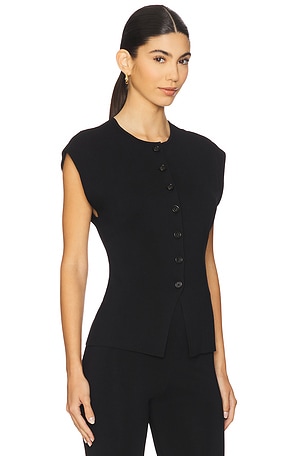 EAVES Janith Sleeveless Cardigan in Black. Size XS. Also