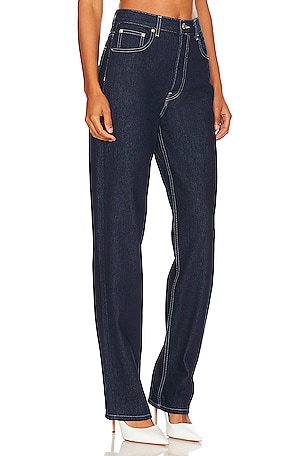 EB Denim High Rise Straight Jeans in Denim-Dark