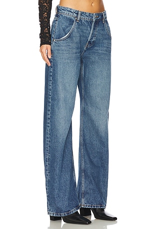 EB Denim Enzo Mid Rise Barrel Jeans in Denim-Medium. Size 30. Also