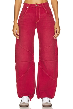 EB Denim Frederic Barrel Wide Leg Jeans in Red