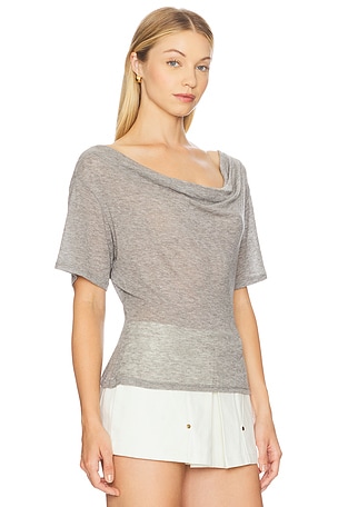 EB Denim Madeo Cowl Top in Light Grey