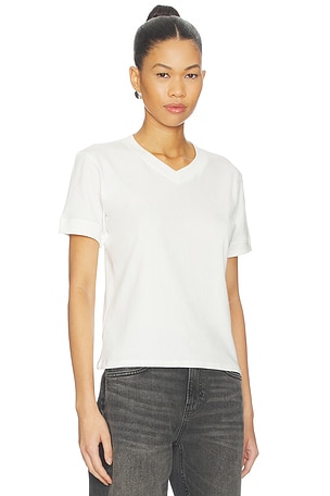 EB Denim Henry V Neck Tee in White
