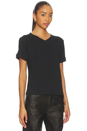 EB Denim Henry V Neck Tee in Black