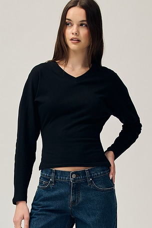 Acacia V Neck Long Sleeve Top EB Denim