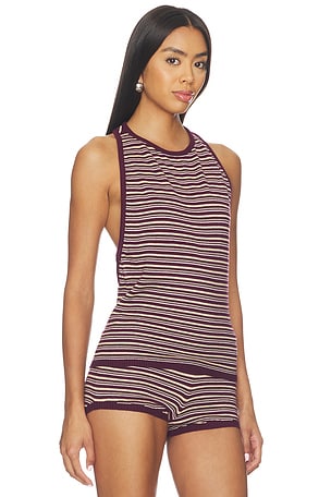 EB Denim Romy Knit Racer Tank Top in Purple