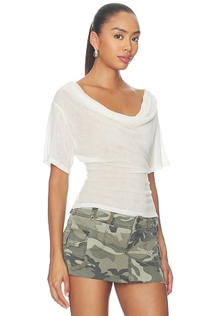 EB Denim Madeo Cowl Neck Tee in Ivory