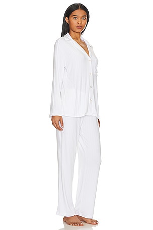 eberjey Gisele Rib Long PJ Set in White. Size XS. Also