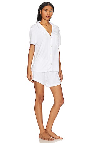 eberjey Gisele Relaxed Short PJ Set in White